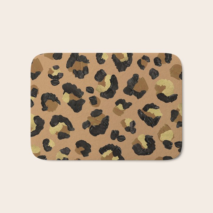 Leopard Print - Neutral & Gold Palette Bath Mat