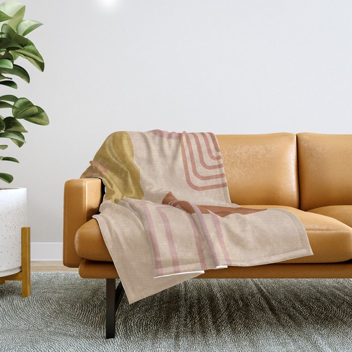 Modern Desert Abstract Shapes And Lines Throw Blanket