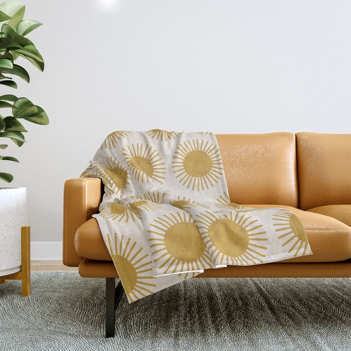 Boho Summer Sun Pattern I Golden Throw Blanket