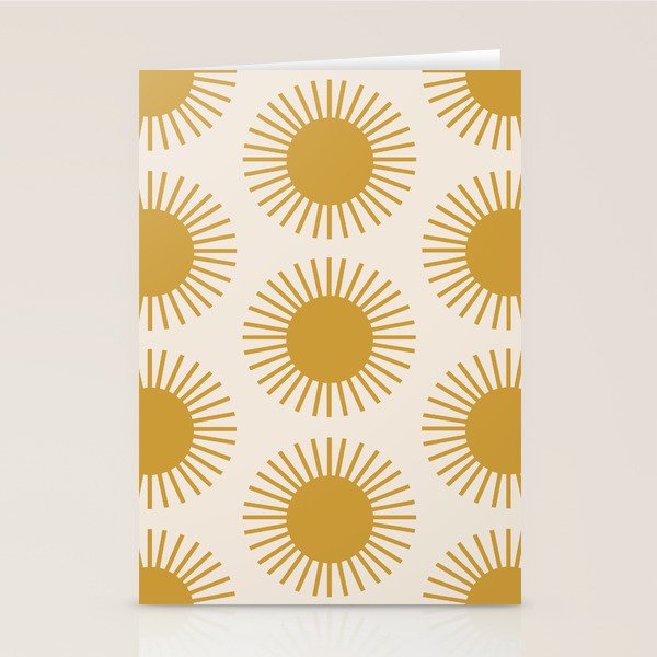 Boho Summer Sun Pattern I Golden Stationery Card