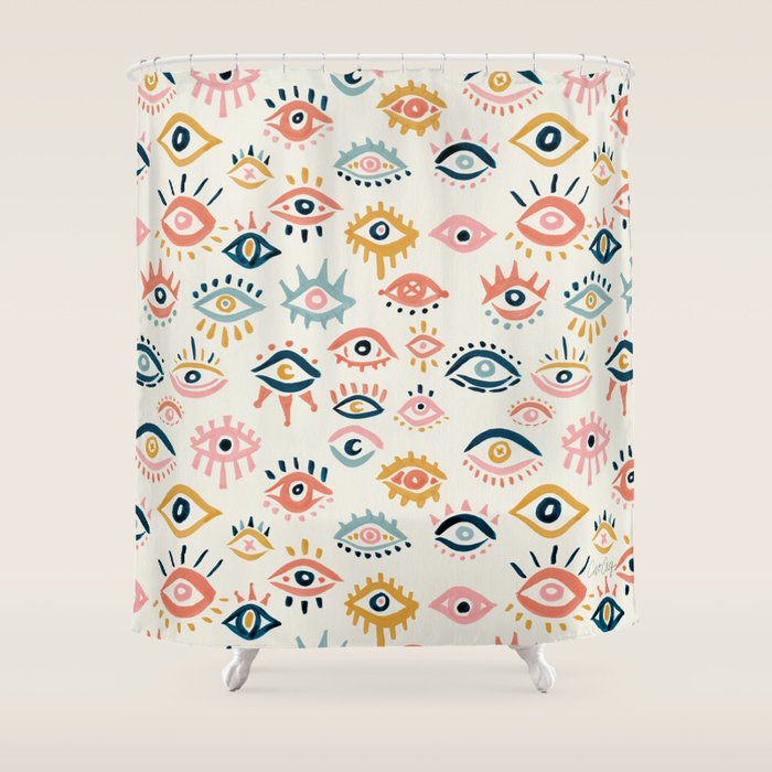 Mystic Eyes - Primary Palette Shower Curtain