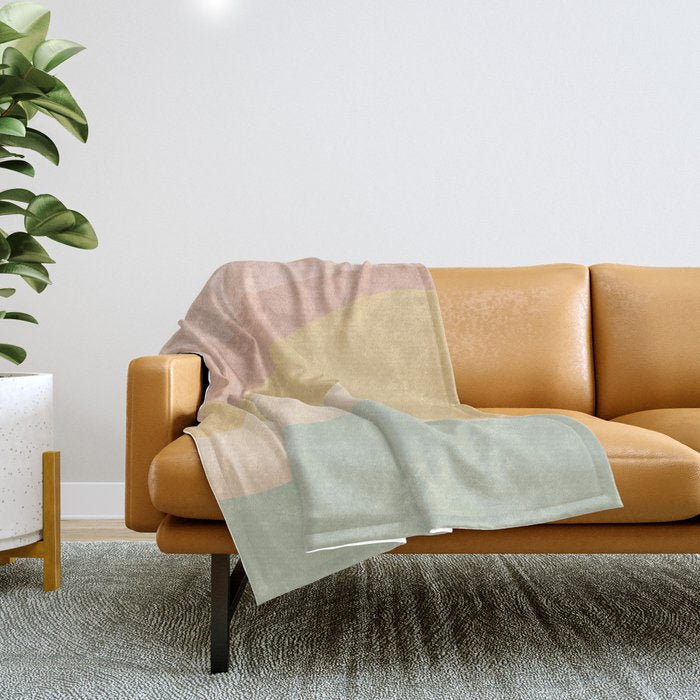 Abstract Color Waves - Neutral Pastel Throw Blanket