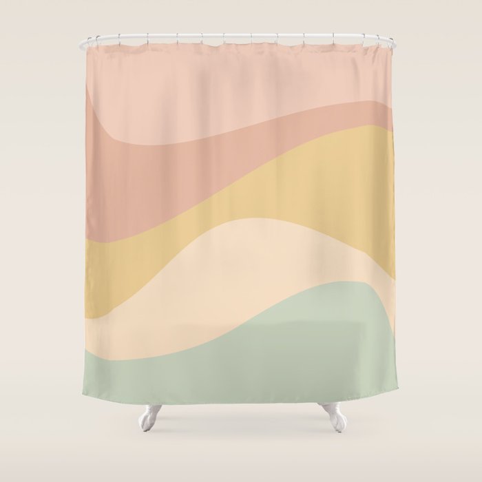 Abstract Color Waves - Neutral Pastel Shower Curtain
