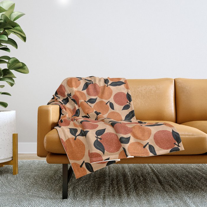 Seamless Citrus Pattern / Oranges Throw Blanket