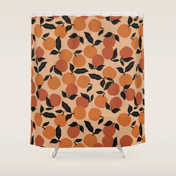 Seamless Citrus Pattern / Oranges Shower Curtain