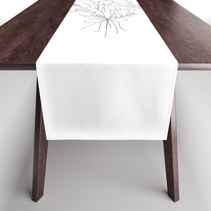 Small Wildflowers Minimalist Line Art Table Runner