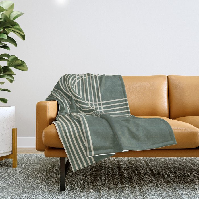 Minimalist Lines In Forest Green Throw Blanket