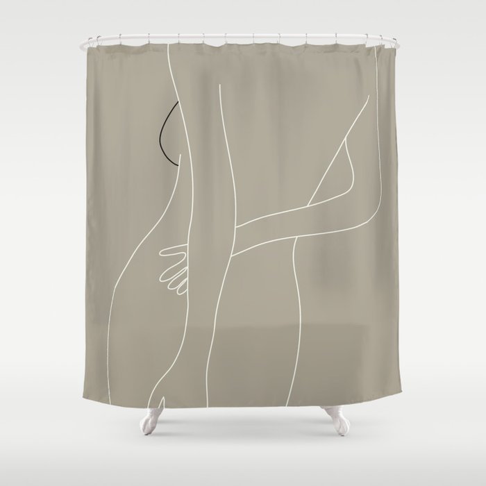 Minimal Line Art Woman Figure Iii Shower Curtain