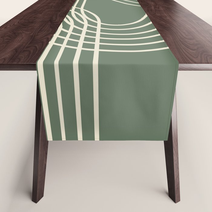 Minimalist Lines In Forest Green Table Runner