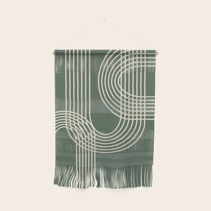 Minimalist Lines In Forest Green Wall Hanging