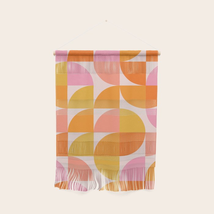Mid Century Mod Geometry In Pink And Orange Wall Hanging