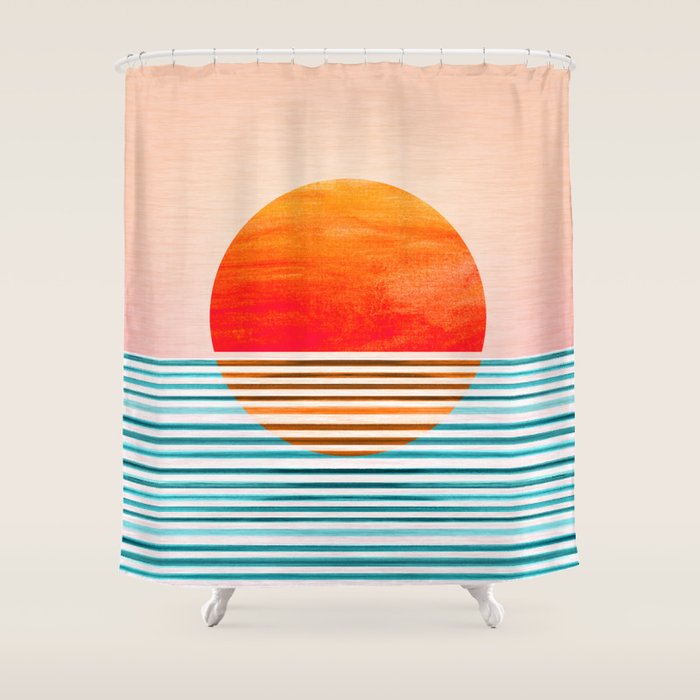 Minimalist Sunset Iii / Abstract Landscape Shower Curtain