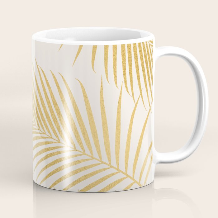 Metallic Gold Tropical Palm Fronds Coffee Mug