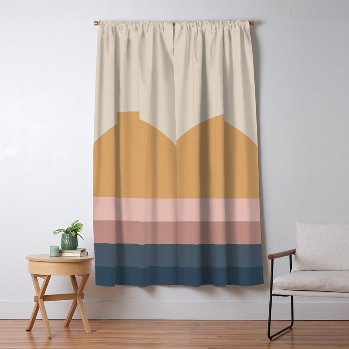 Minimal Retro Sunset - Earthy Neutral Window Curtain