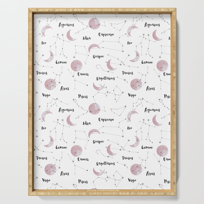 Pink Moon And Constellations Serving Tray