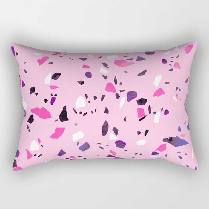 Pink Shadows Terrazzo Rectangular Pillow
