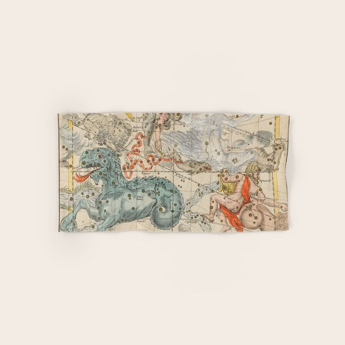 Vintage Celestial & Astrological Map  (1693) Bath Towel
