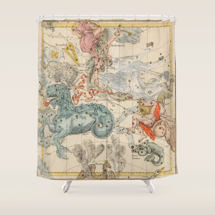 Vintage Celestial & Astrological Map  (1693) Shower Curtain