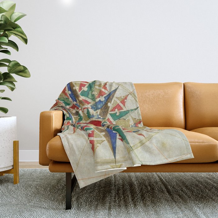 Vintage Compass Rose Diagram (1502) Throw Blanket