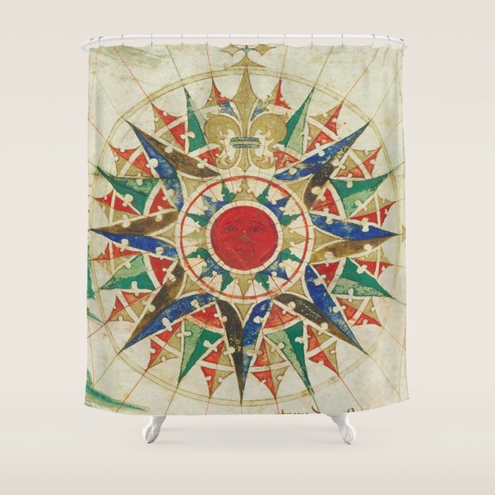 Vintage Compass Rose Diagram (1502) Shower Curtain