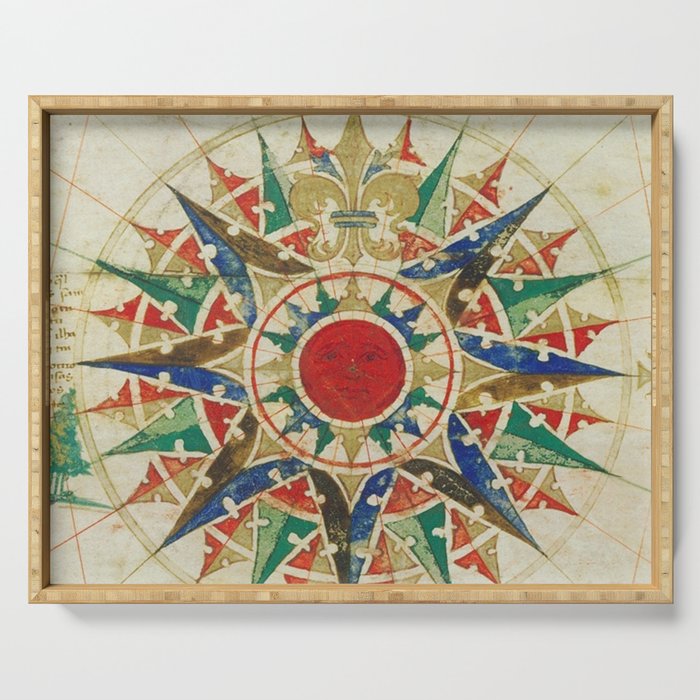 Vintage Compass Rose Diagram (1502) Serving Tray