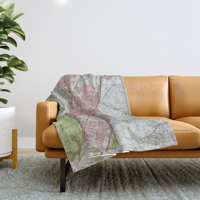 Vintage Map Of Austin Texas (1955) Throw Blanket