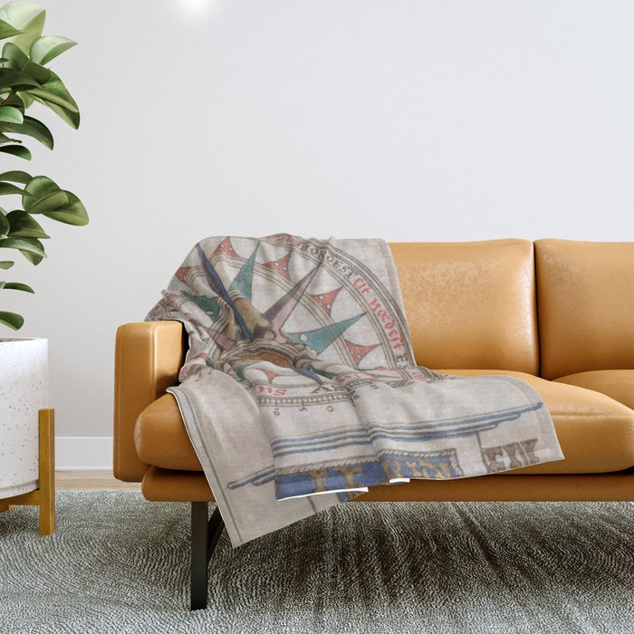 Historical Nautical Compass (1543) Throw Blanket
