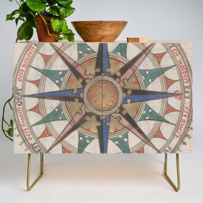 Historical Nautical Compass (1543) Credenza