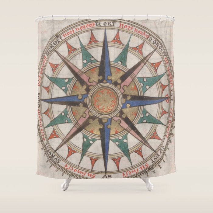 Historical Nautical Compass (1543) Shower Curtain
