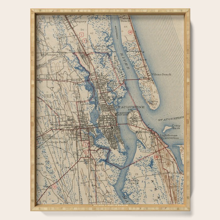 Vintage Map Of St. Augustine Florida (1937) Serving Tray