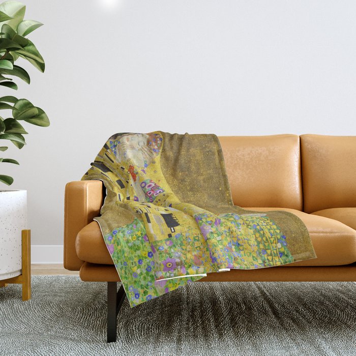 The Kiss - Gustav Klimt, 1907 Throw Blanket