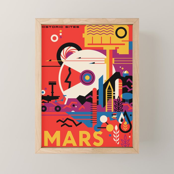 Nasa Retro Space Travel Poster #9 Mars Mini Art Print