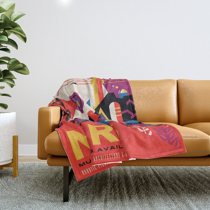 Nasa Retro Space Travel Poster #9 Mars Throw Blanket
