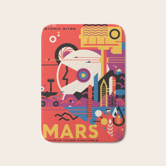 Nasa Retro Space Travel Poster #9 Mars Bath Mat