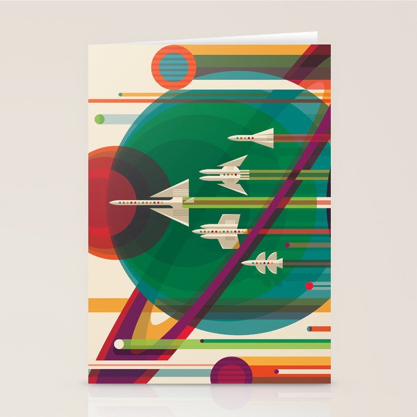 Nasa Retro Space Travel Poster The Grand Tour Stationery Card