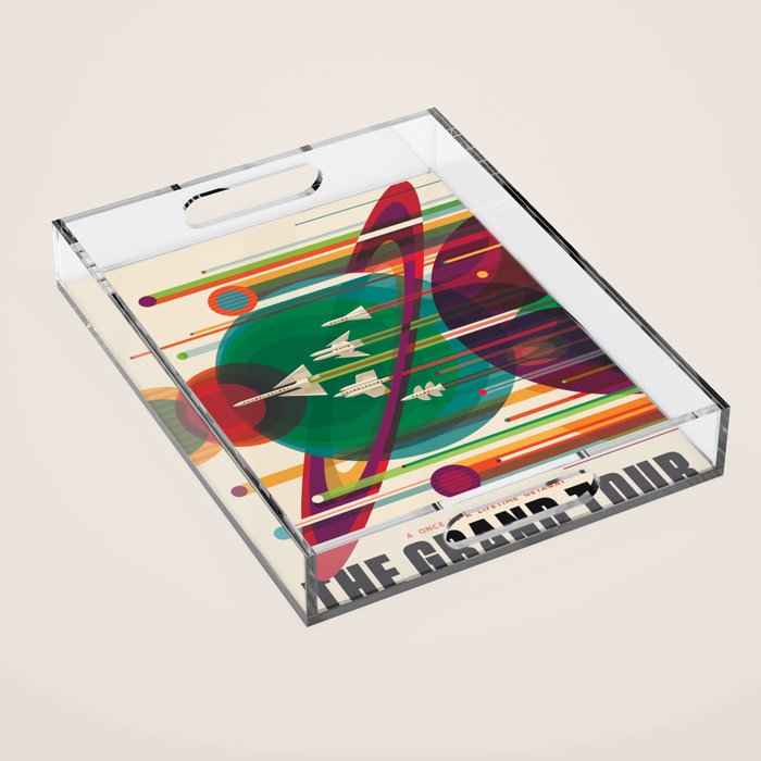 Nasa Retro Space Travel Poster The Grand Tour Acrylic Tray