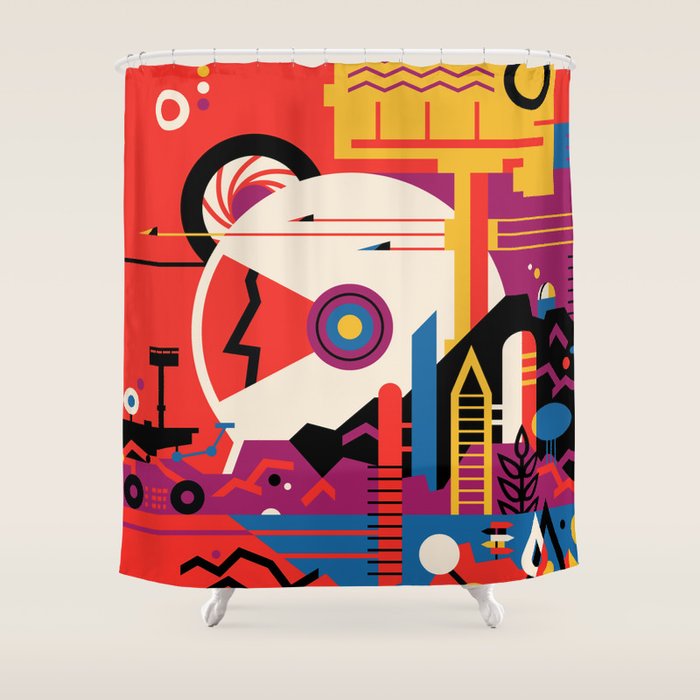 Nasa Retro Space Travel Poster #9 Mars Shower Curtain