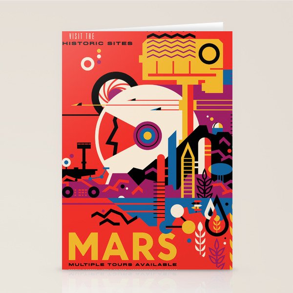 Nasa Retro Space Travel Poster #9 Mars Stationery Card