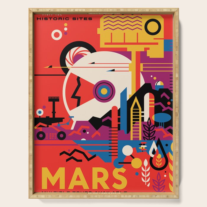 Nasa Retro Space Travel Poster #9 Mars Serving Tray