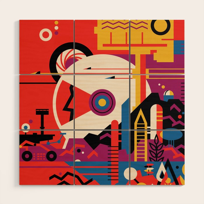 Nasa Retro Space Travel Poster #9 Mars Wood Wall Art