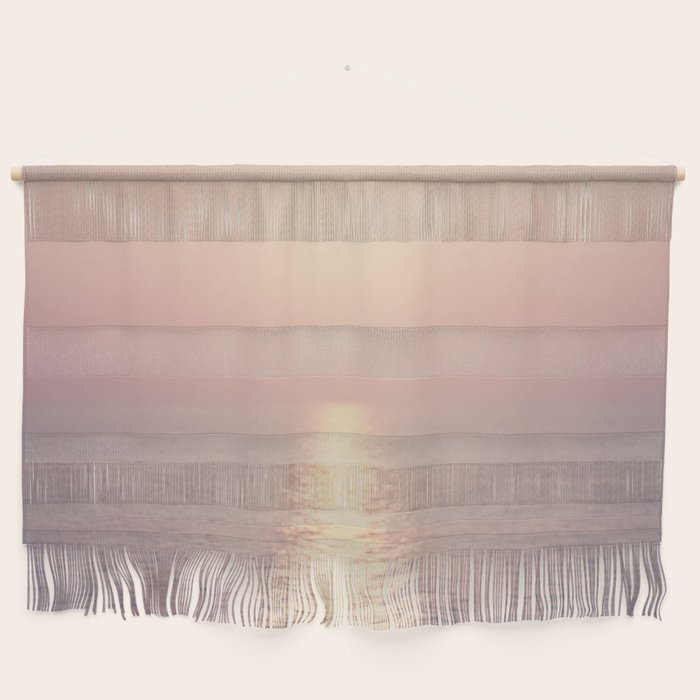 Golden Sunset - Aerial Ocean - Rose Pink Sky - Horizon - Sea Travel Photography By Ingrid Beddoes Wall Hanging