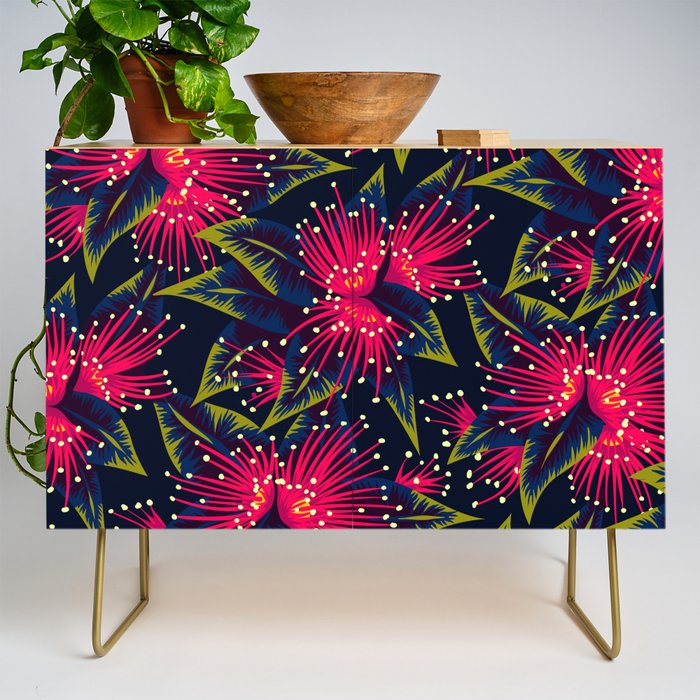 New Zealand Rata Floral Print (Night) Credenza