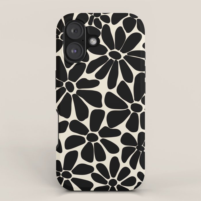 Black And White Retro Floral Art Print  Iphone Case