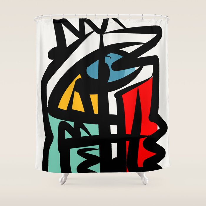 Street Art Abstract Portrait Pop Shower Curtain