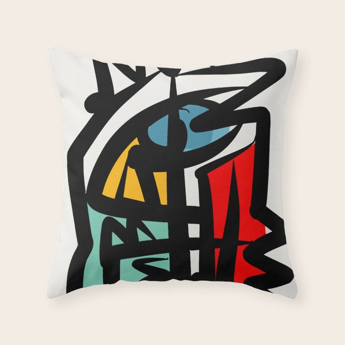 Street Art Abstract Portrait Pop Throw Pillow