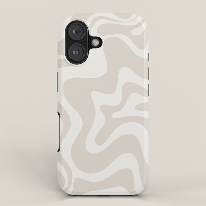 Liquid Swirl Contemporary Abstract Pattern In Mushroom Cream Iphone Case