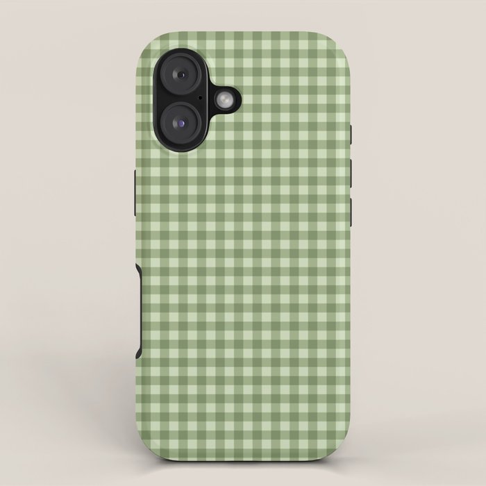 Gingham Plaid Pattern - Natural Green Iphone Case