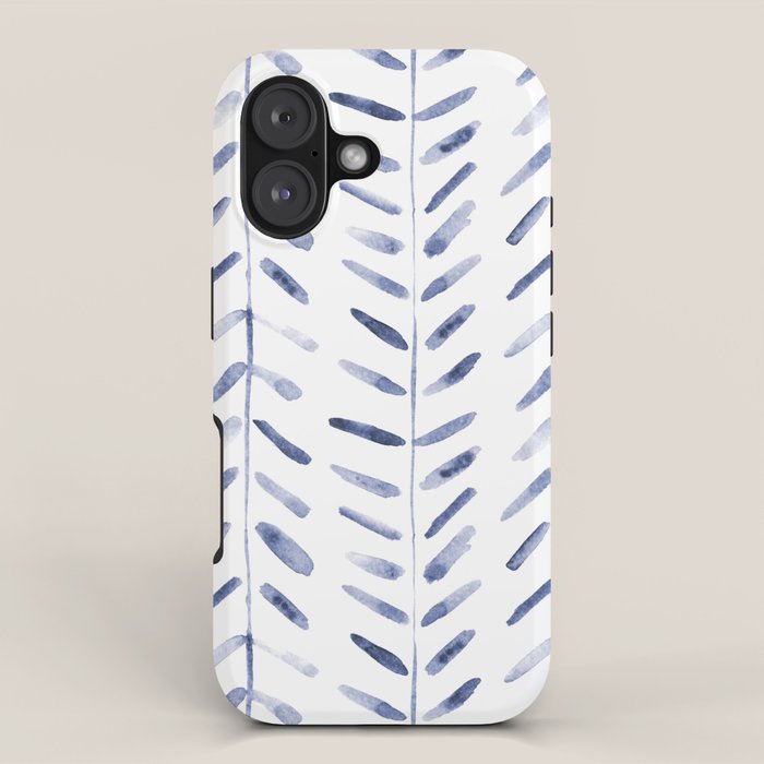 Indigo Cuteness - Watercolor Abstract Herringbone Iphone Case