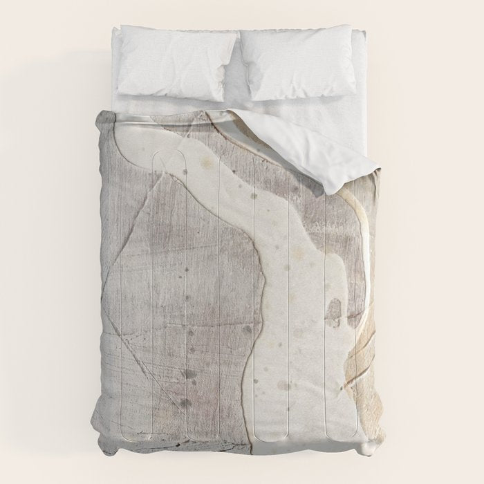Feels: A Neutral, Textured, Abstract Piece In Whites By Alyssa Hamilton Art Comforter