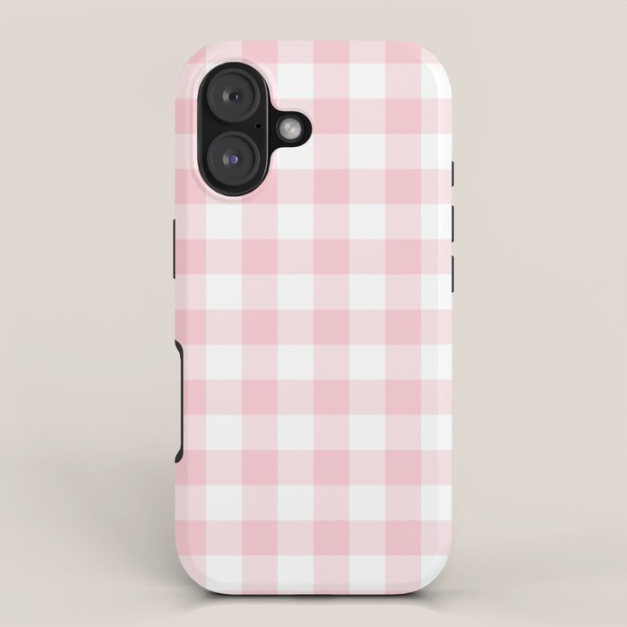 Large Valentine Soft Blush Pink And White Buffalo Check Plaid Iphone Case